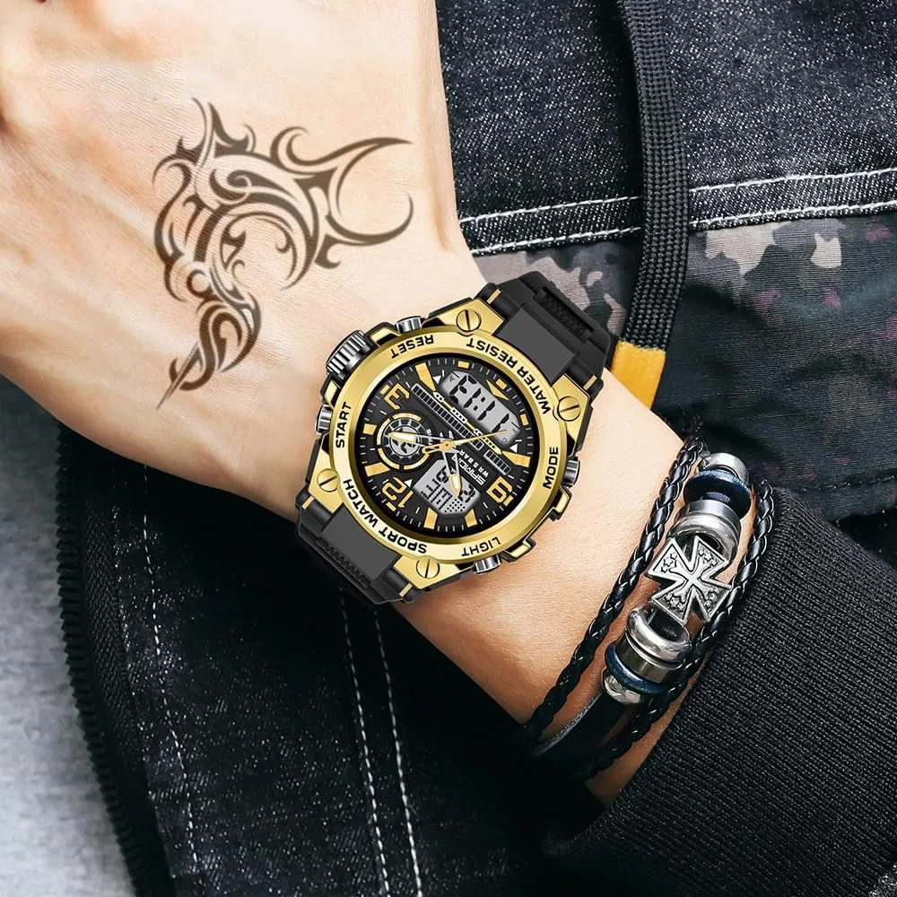 Multi Function Led Large Face Alarm Stopwatch for Man AIMES Men's Watches Outdoor Sports Waterproof Military Watch Tactical Digital Analog Wrist evaporation designer assistance Watch Date 