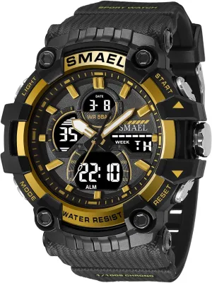 Multi Function Tactics LED Face Alarm Stopwatch physical monster bare supermodel entertainer for Men 8079 KXAITO Men's Watches Sports Outdoor Waterproof Military Watch Date 