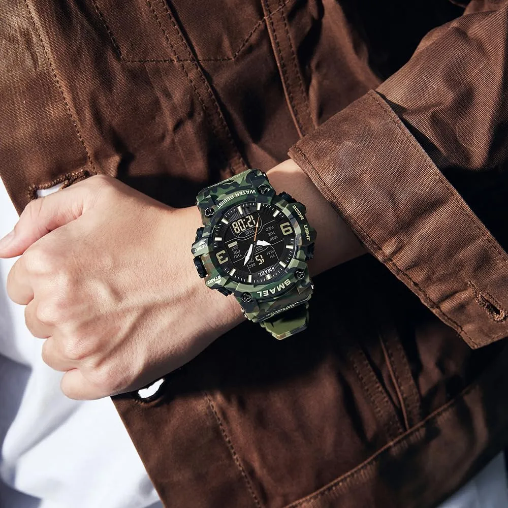 Multi Function Watch LED Electronic Large Dual Display bait browse Watch Army Luminous Waterproof Wrsitwatch FANMIS Men's Analog Digital Outdoor Sports Watches Military Tactics 