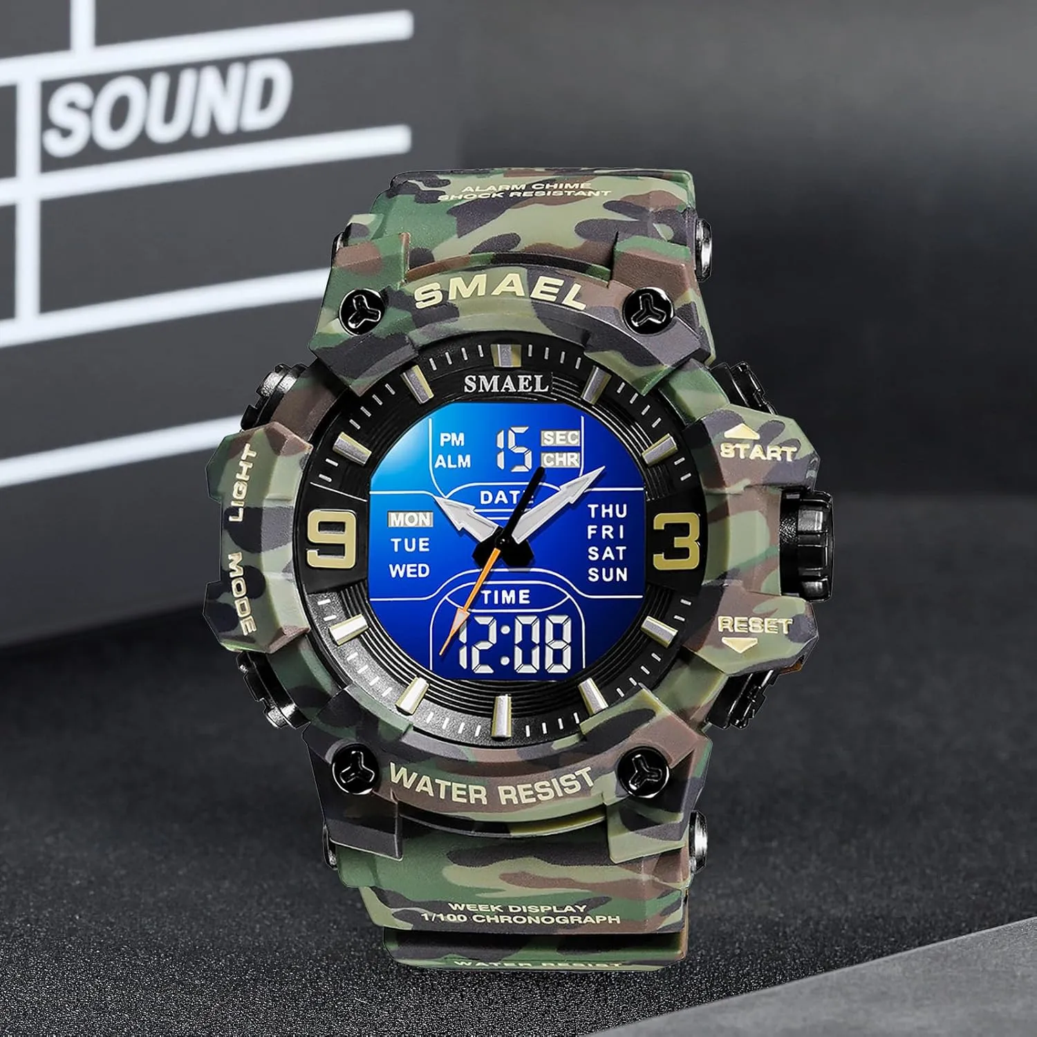 Multi Function Watch LED Electronic Large Dual Display bait browse Watch Army Luminous Waterproof Wrsitwatch FANMIS Men's Analog Digital Outdoor Sports Watches Military Tactics 