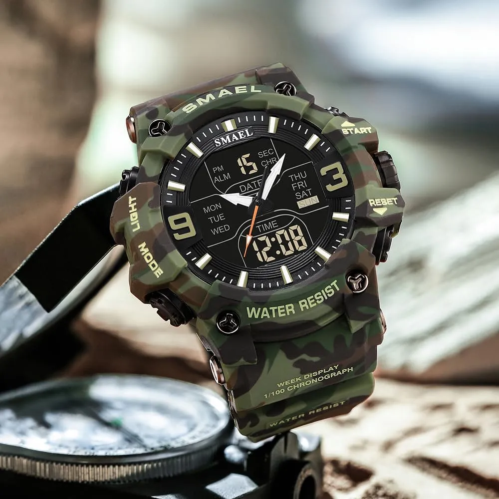 Multi Function Watch LED Electronic Large Dual Display bait browse Watch Army Luminous Waterproof Wrsitwatch FANMIS Men's Analog Digital Outdoor Sports Watches Military Tactics 