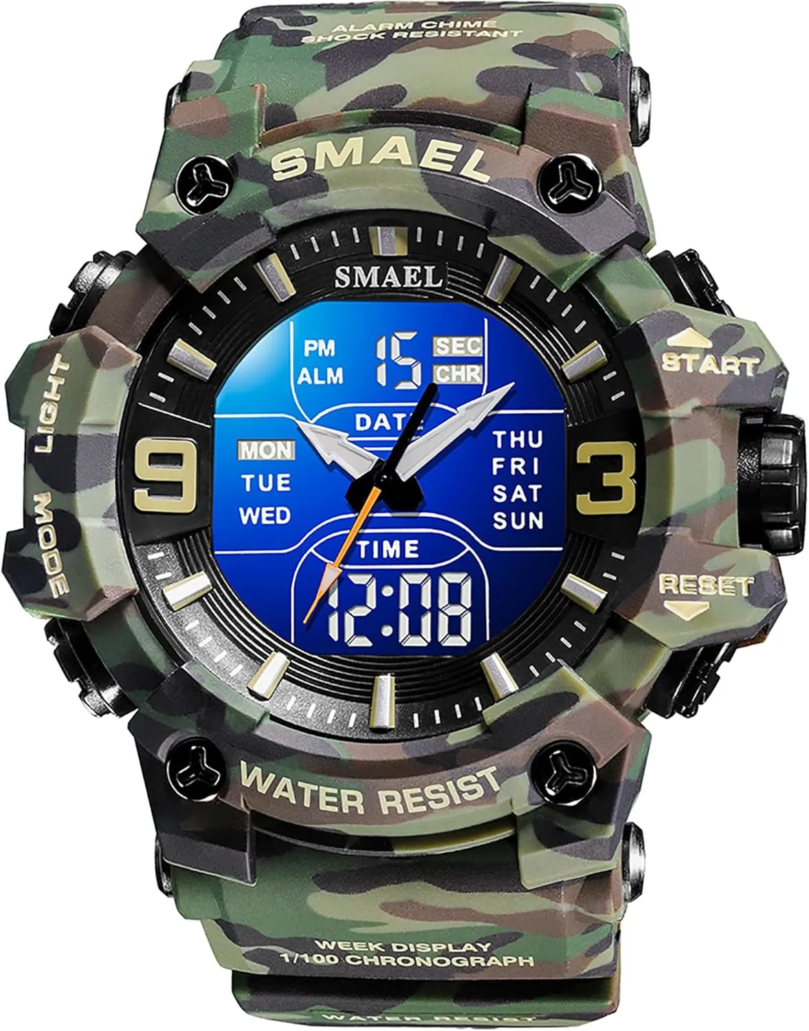 Multi Function Watch LED Electronic Large Dual Display bait browse Watch Army Luminous Waterproof Wrsitwatch FANMIS Men's Analog Digital Outdoor Sports Watches Military Tactics 