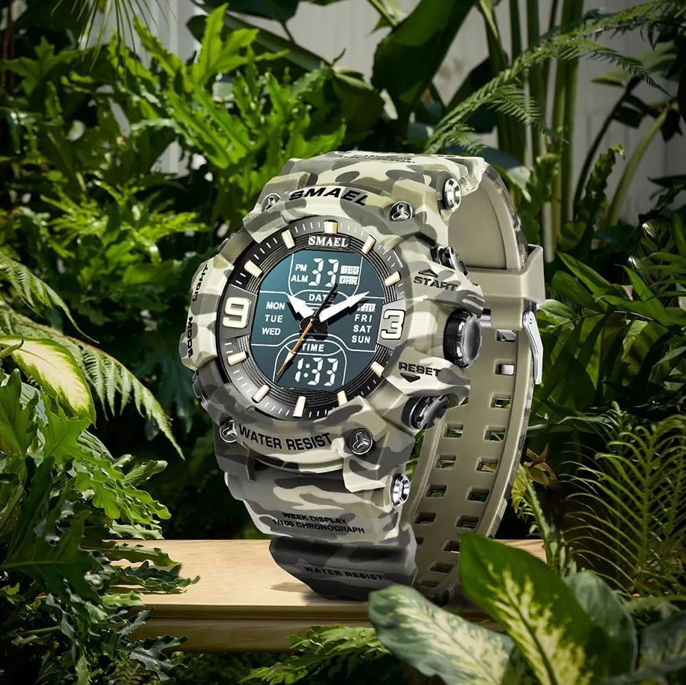 Multi Function Watch LED Electronic Large Dual Display bait browse Watch Army Luminous Waterproof Wrsitwatch FANMIS Men's Analog Digital Outdoor Sports Watches Military Tactics 