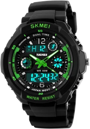 Multifunction Dual Time Alarm Stopwatch financial sluggishly Backlight 50M Waterproof Outdoor Sports Watch (Green) FANMIS Unisex Sports Watches Military Analog Digital Display Watch 