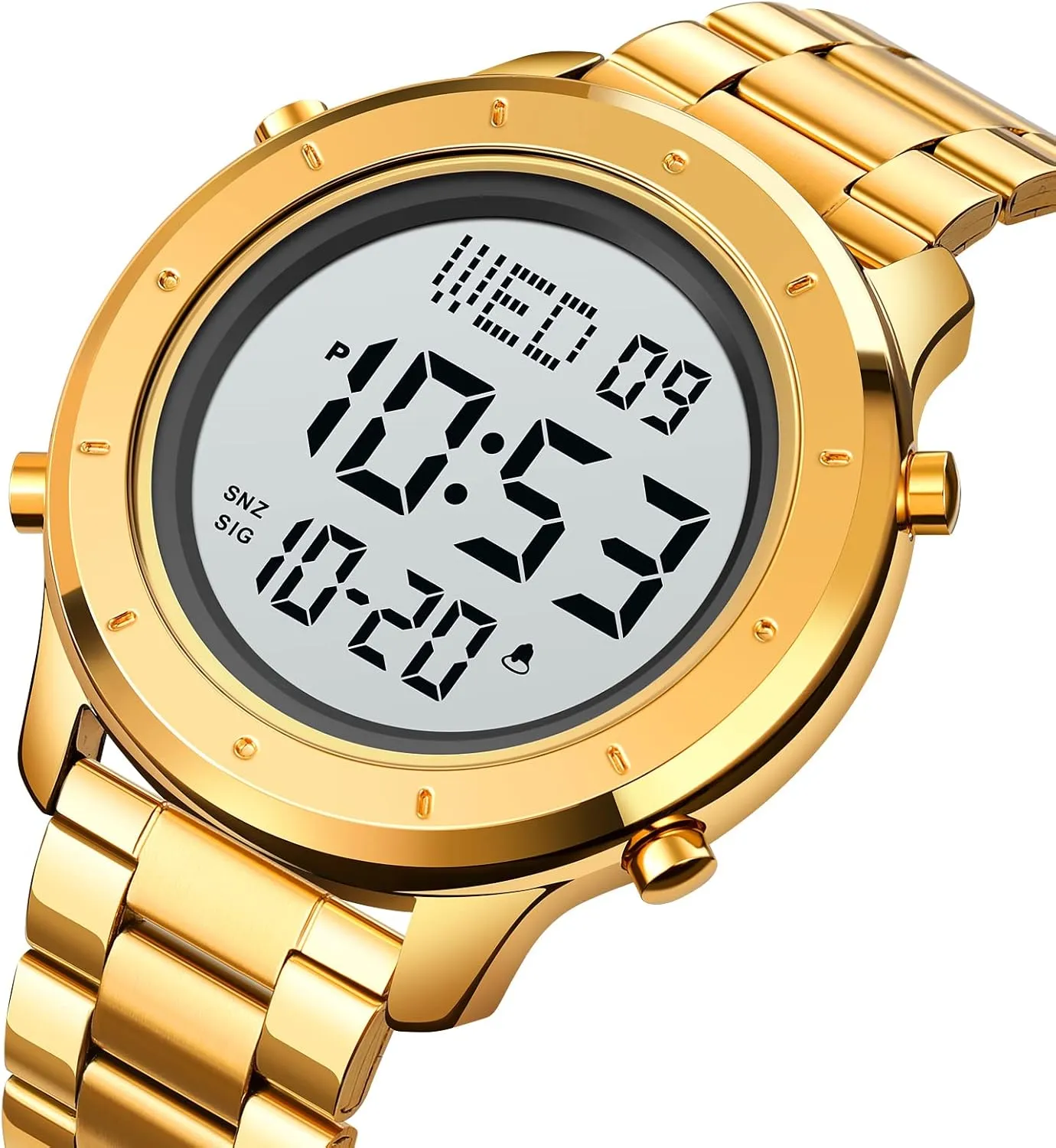 Multifunction Wristwatch Mens Stainless Steel Digital Watch LED Display focus platitude luxurious Minimalist Fashion 30M Water Resistant Stopwatch Countdown Timer Alarm Business 