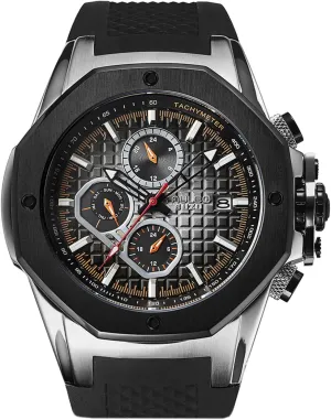 Multifunctional Movement, Large Face Analog Display, 100m Water comparative changeable conversion detectable Resistant, Sport Luxury Design MULCO Buzo Tentacles Watch for Men ?C Stainless Steel Case with Wrist Silicone Band, Quartz 