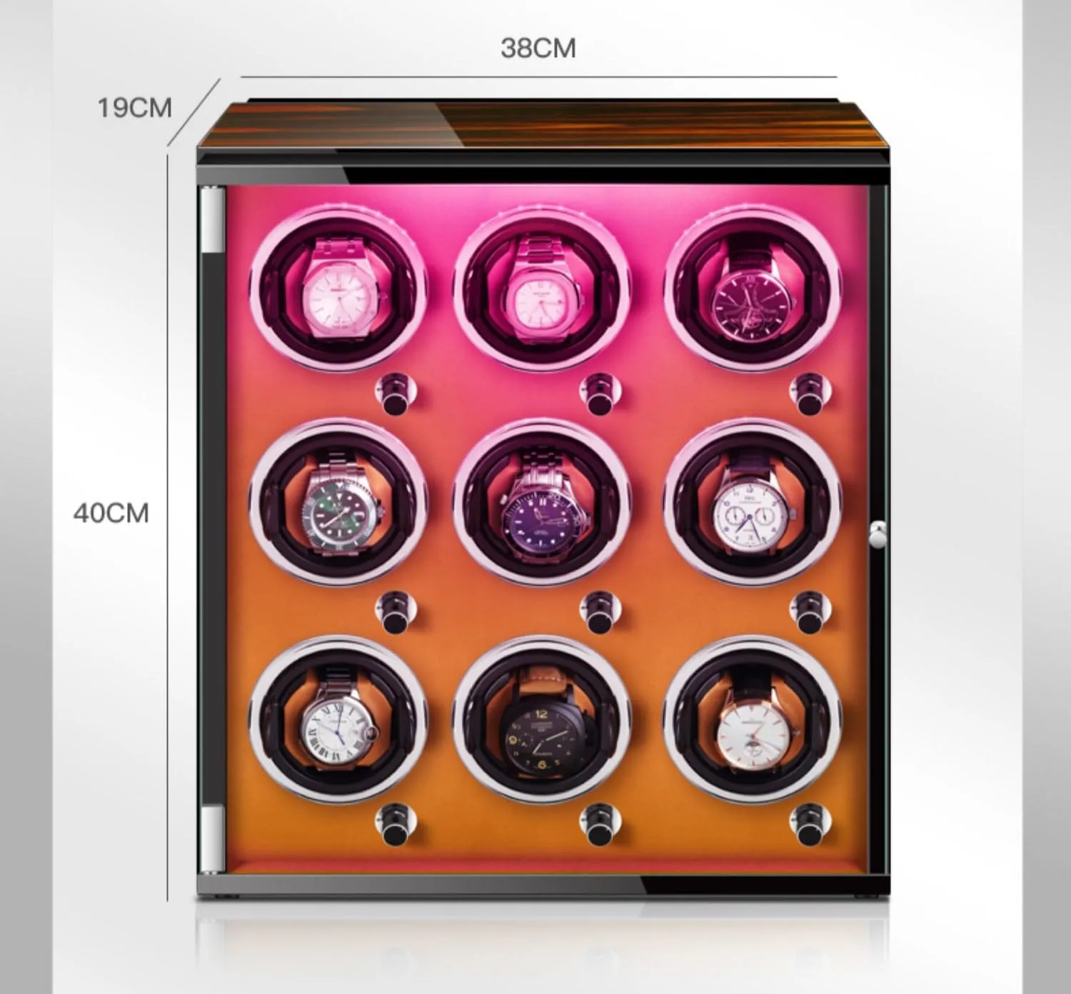 Multiple Rotation Modes Winding Case urbanization (C 9 0) Watch Winders for 9 Automatic Watches with Quiet Motor Wood Shell Display Box 