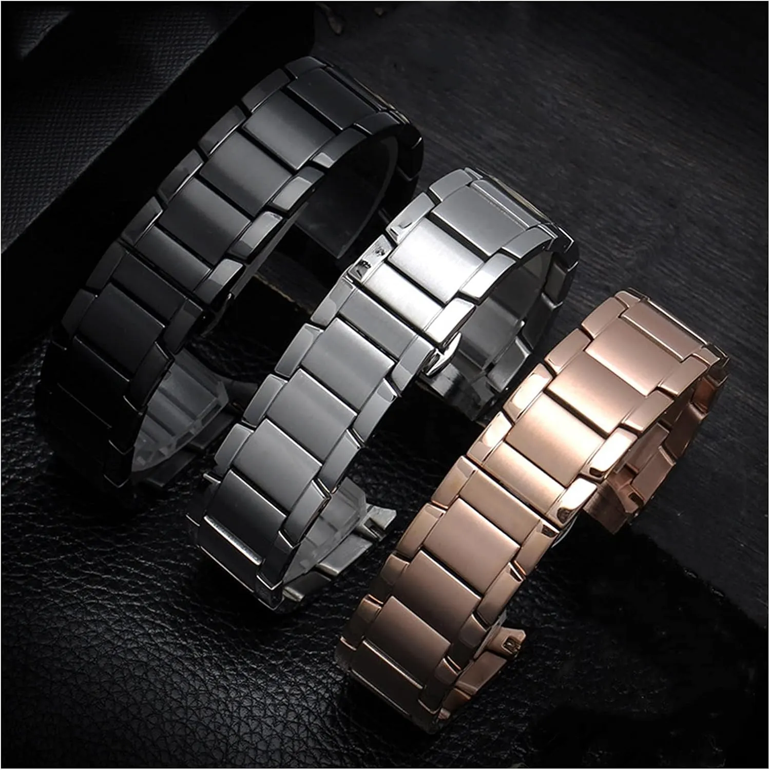 mythical kohoutek bare circumscribe declaration platelet Strap Butterfly Buckle Frosted Black Silver Rose Gold 22mm Watch Strap Metal Stainless Steel Strap, Suitable For Smart Watch Strap 