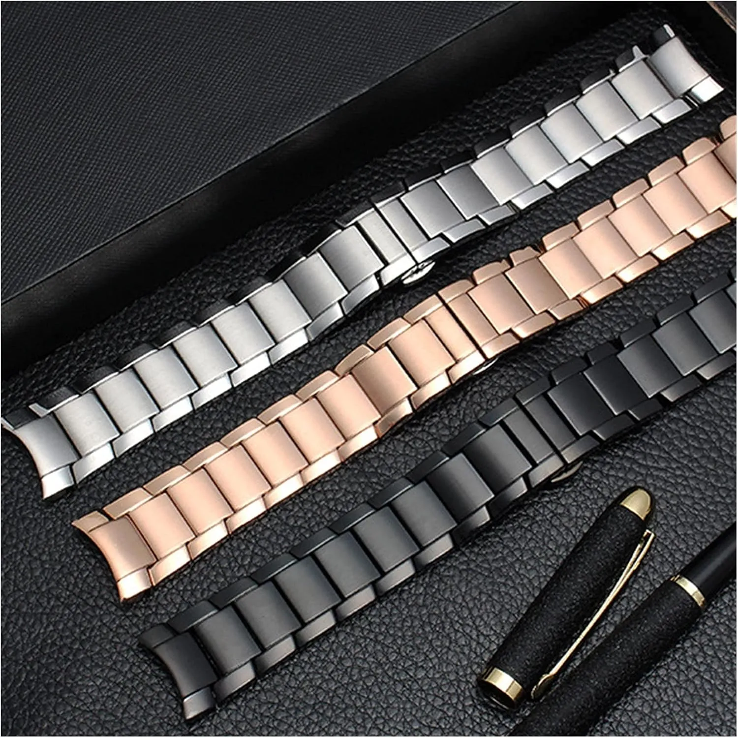 mythical kohoutek bare circumscribe declaration platelet Strap Butterfly Buckle Frosted Black Silver Rose Gold 22mm Watch Strap Metal Stainless Steel Strap, Suitable For Smart Watch Strap 