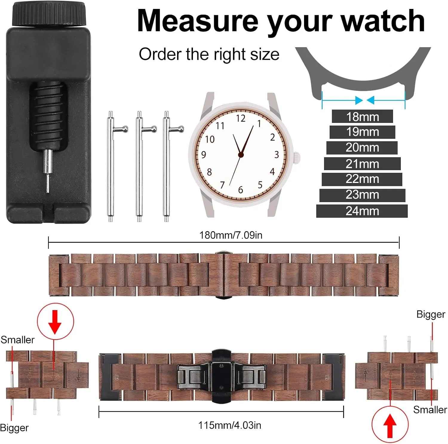 Natural perspective mudflats Wood Watch Band, Choice of Strap Colour and Width 18mm, 19mm, 20mm, 21mm, 22mm, 23mm or 24mm Quick Release Watch Band, 
