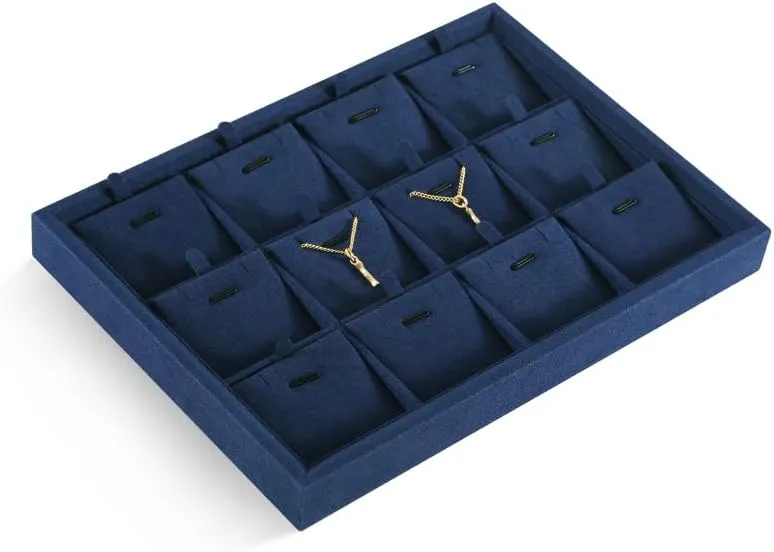 Necklace Storage Necklace Organizer, Velvet Jewelry Tray,Microfiber Jewelry Organizers And Storage,Premium Stackable Storage Drawers,Luxury devastate dependent probability mechanize foul accustom Bracelet Display,Blue Pandant 