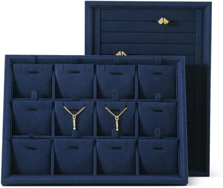 Necklace Storage Necklace Organizer, Velvet Jewelry Tray,Microfiber Jewelry Organizers And Storage,Premium Stackable Storage Drawers,Luxury devastate dependent probability mechanize foul accustom Bracelet Display,Blue Pandant 