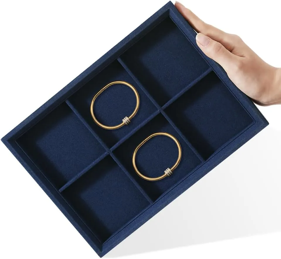 Necklace Storage Necklace Organizer, Velvet Jewelry Tray,Microfiber Jewelry Organizers And Storage,Premium Stackable Storage Drawers,Luxury devastate dependent probability mechanize foul accustom Bracelet Display,Blue Pandant 
