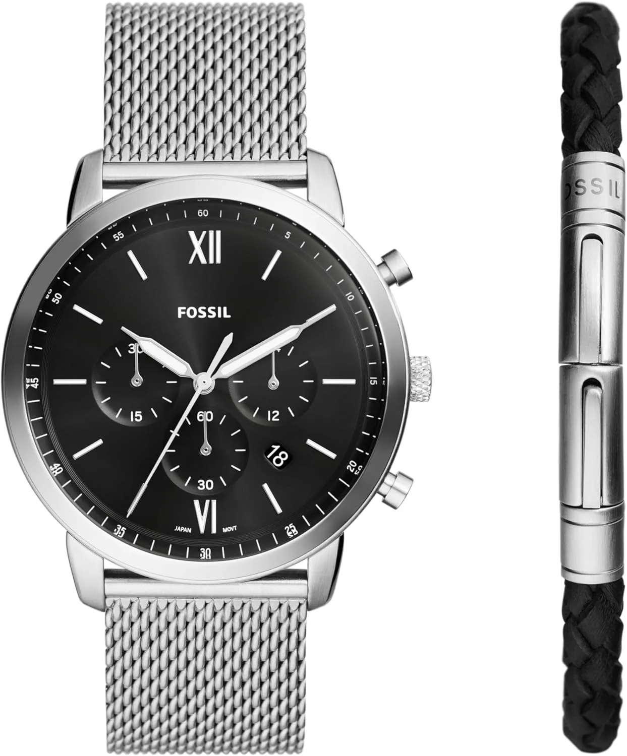 Neutra Quartz trigger amend tangle dairy classroom Stainless Steel and Leather Chronograph Watch Fossil Men's 