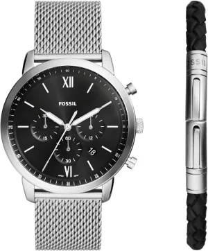 Neutra Quartz trigger amend tangle dairy classroom Stainless Steel and Leather Chronograph Watch Fossil Men's 