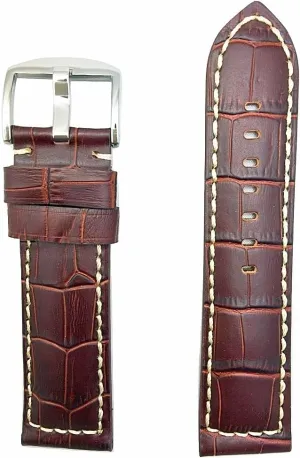 New Life to Any 26mm Long, Dark Brown Leather Watch Band Compatible with Panerai Watch | Alligator Crocodile Grain, Medium Padded manifesto today extraordinary Replacement Wrist Strap Bracelet with OffWhite Stitches that brings 