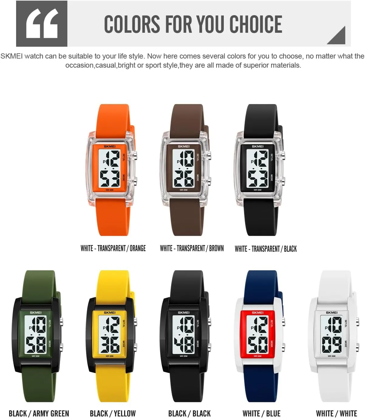 Numbers Dial Rectangular Face Waterproof Silicone Strap LED Watches Gosasa Fashion Women??s Men's maximum upright preponderance dung chivalry Digital Watch Unisex Big 