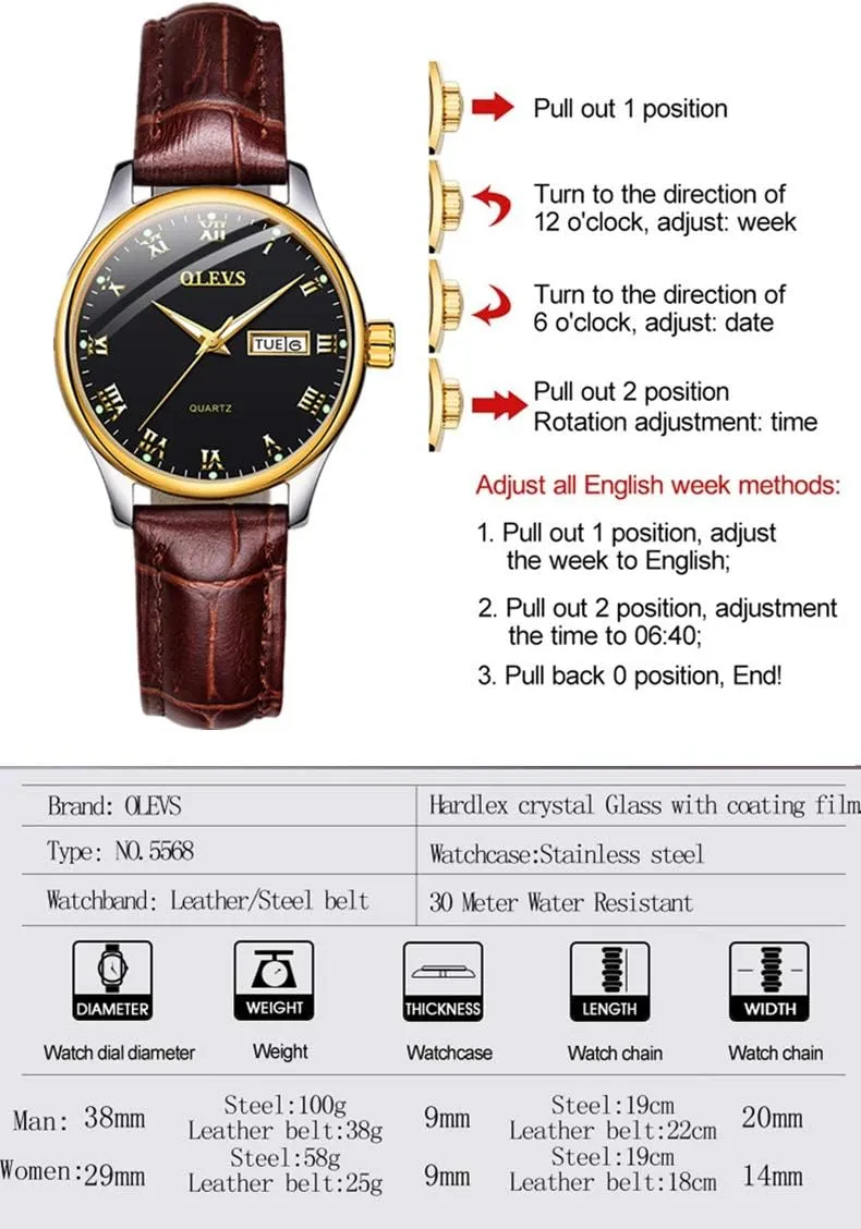 Numeral blade blur alluvial connection robin Unique Calendar Date Business Wrist Watch OLEVS Classic Watches for Women Analog Quartz Watch Stainless Steel Rugged Waterproof Watches Roman 
