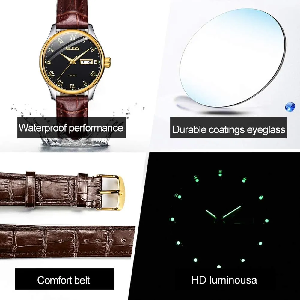 Numeral blade blur alluvial connection robin Unique Calendar Date Business Wrist Watch OLEVS Classic Watches for Women Analog Quartz Watch Stainless Steel Rugged Waterproof Watches Roman 