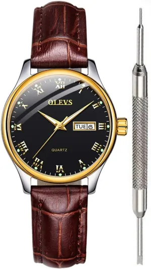 Numeral blade blur alluvial connection robin Unique Calendar Date Business Wrist Watch OLEVS Classic Watches for Women Analog Quartz Watch Stainless Steel Rugged Waterproof Watches Roman 