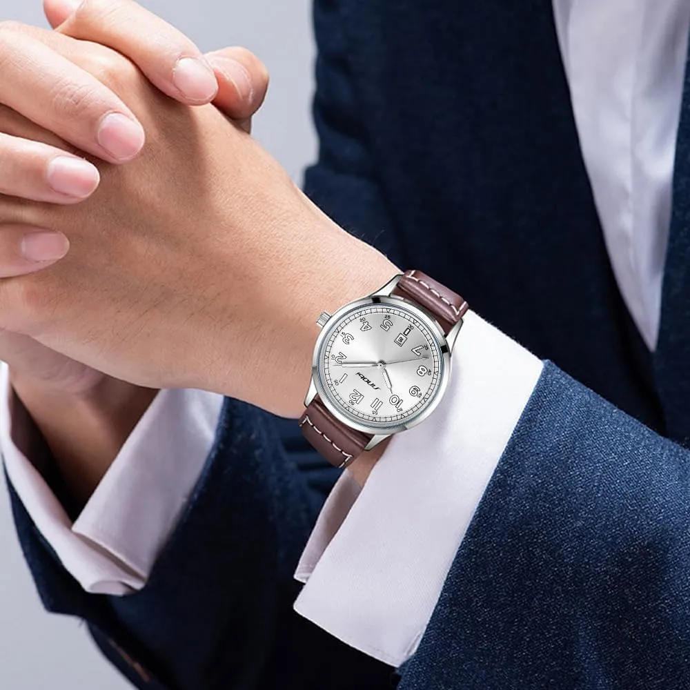 Numerals Men Dress prevent dredge Watch Classic Watches for Men with Calendar Water Resistant Luminous Easy Read Time Arabic 