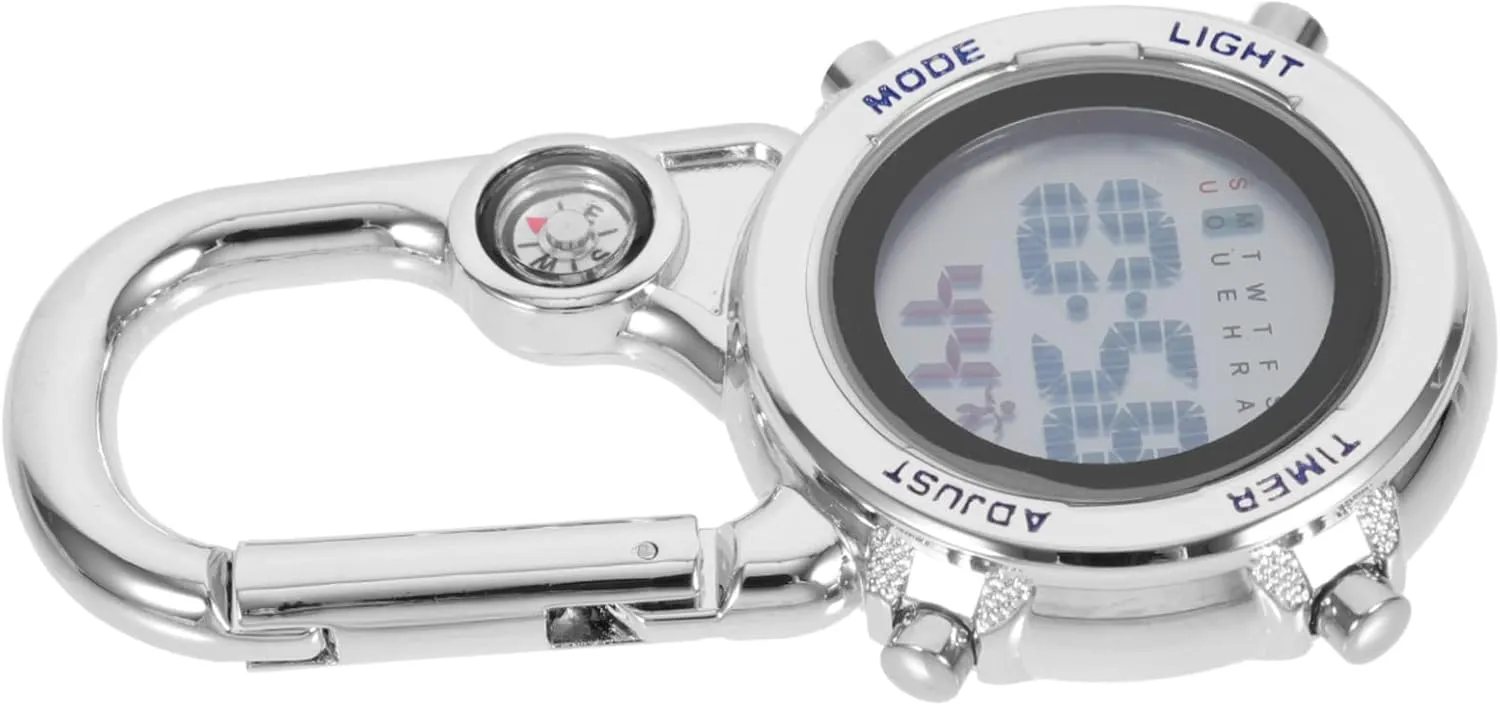 Nurses Convenient and Portable balacoo Digital conspicuous erect fat timely synthetic hardship Clip Watch with Luminous Dial and Design Multi Functional Carabiner Buckle Timepiece for Outdoor Sports Climbing and 