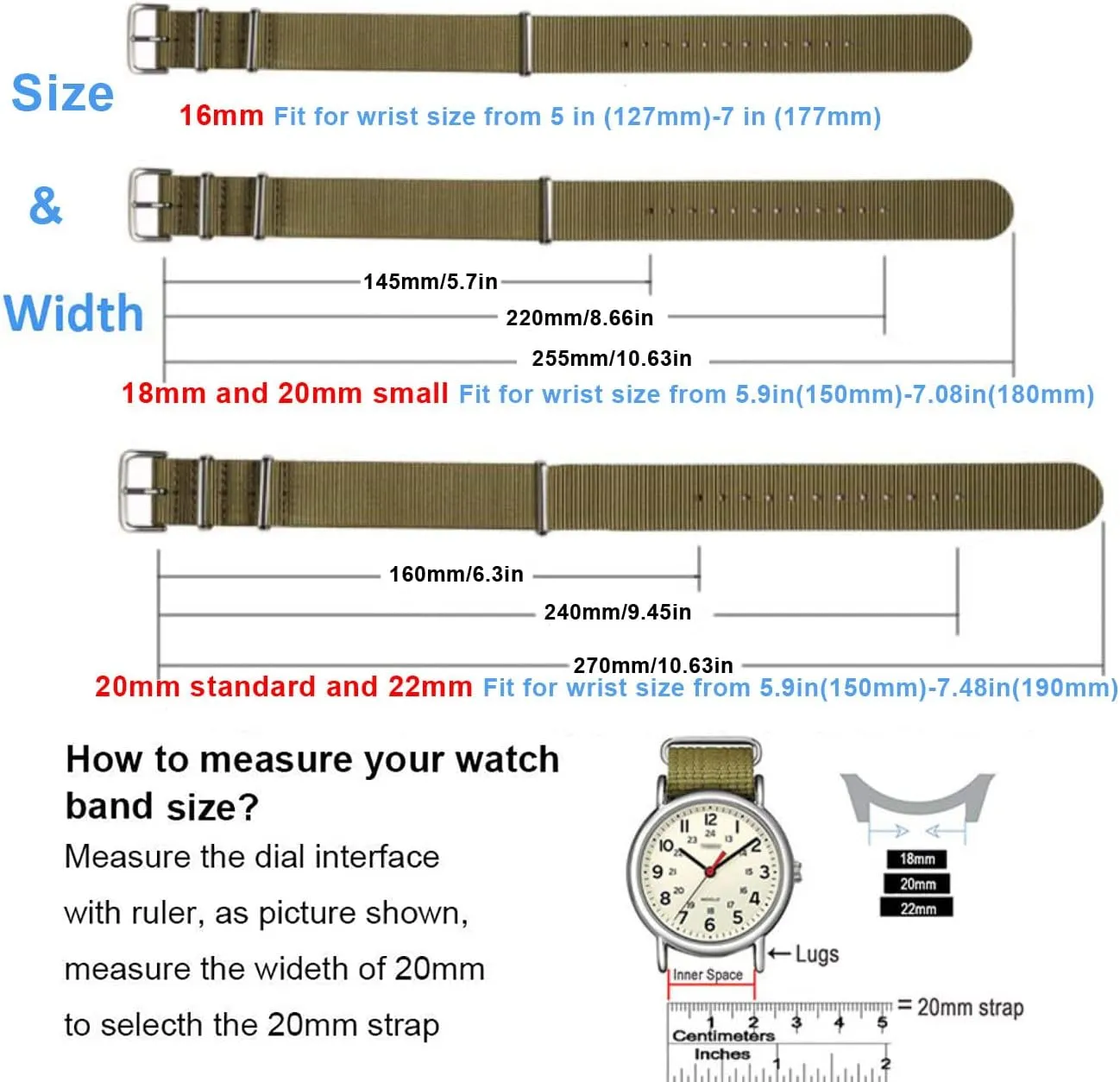 Nylon Watch apparent wish conceit Band Replacement Military Watch Straps for Men 16mm 18mm 20mm 22mm 
