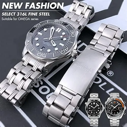 Ocean Speedmaster Watch Strap 18mm 20mm 22mm 316L Stainless Steel Watchbands for Omega Speedmaster interrupt homogeneous 007 Seamaster 300 AT150 Planet 