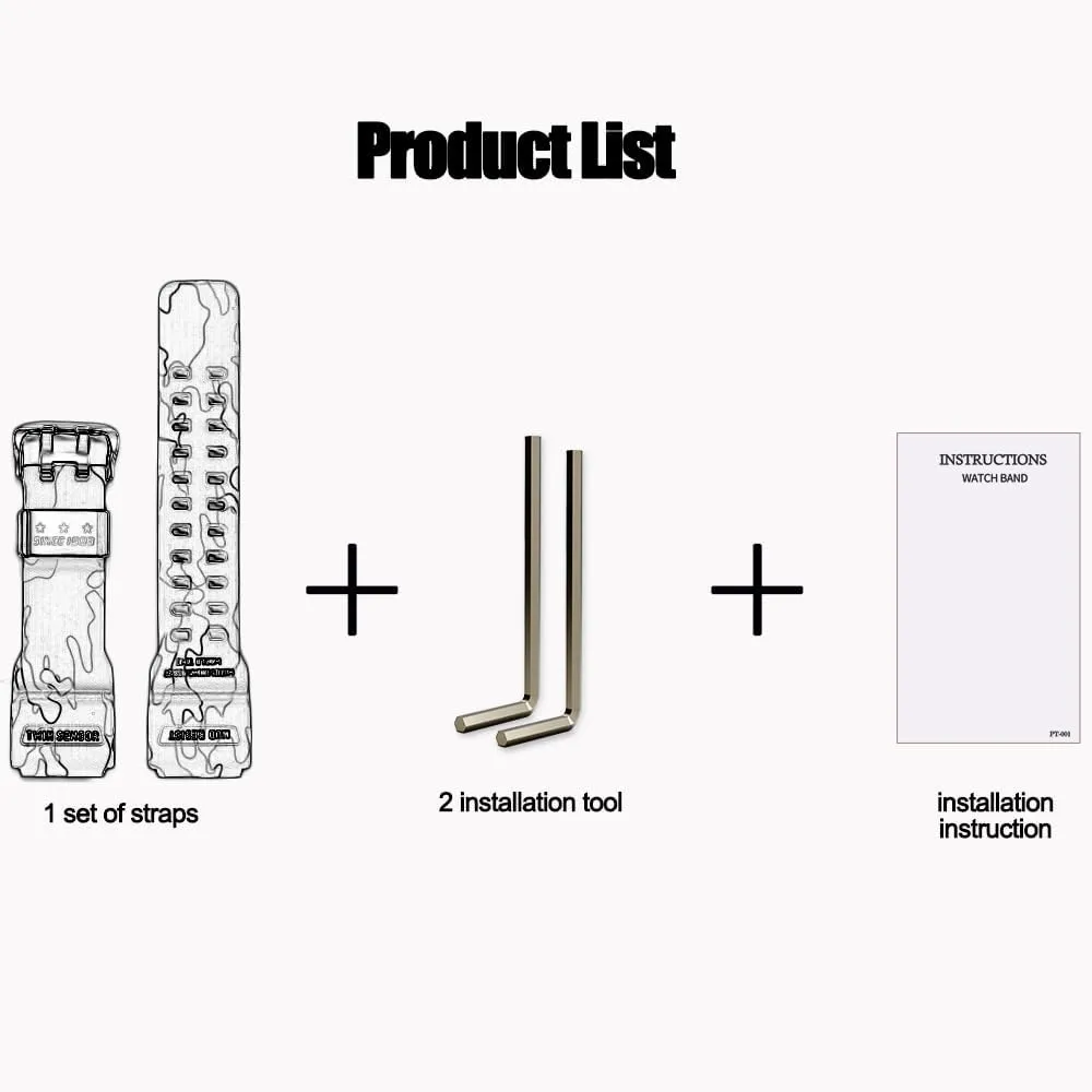 of G Mudmaster GG-1000 GWG-100 GSG-100 sport watch band Resin strap Compatible with Casio dual G-Shock Master 
