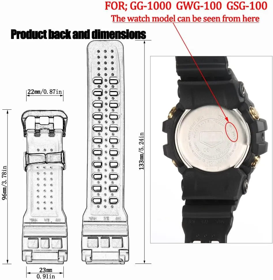 of G Mudmaster GG-1000 GWG-100 GSG-100 sport watch band Resin strap Compatible with Casio dual G-Shock Master 