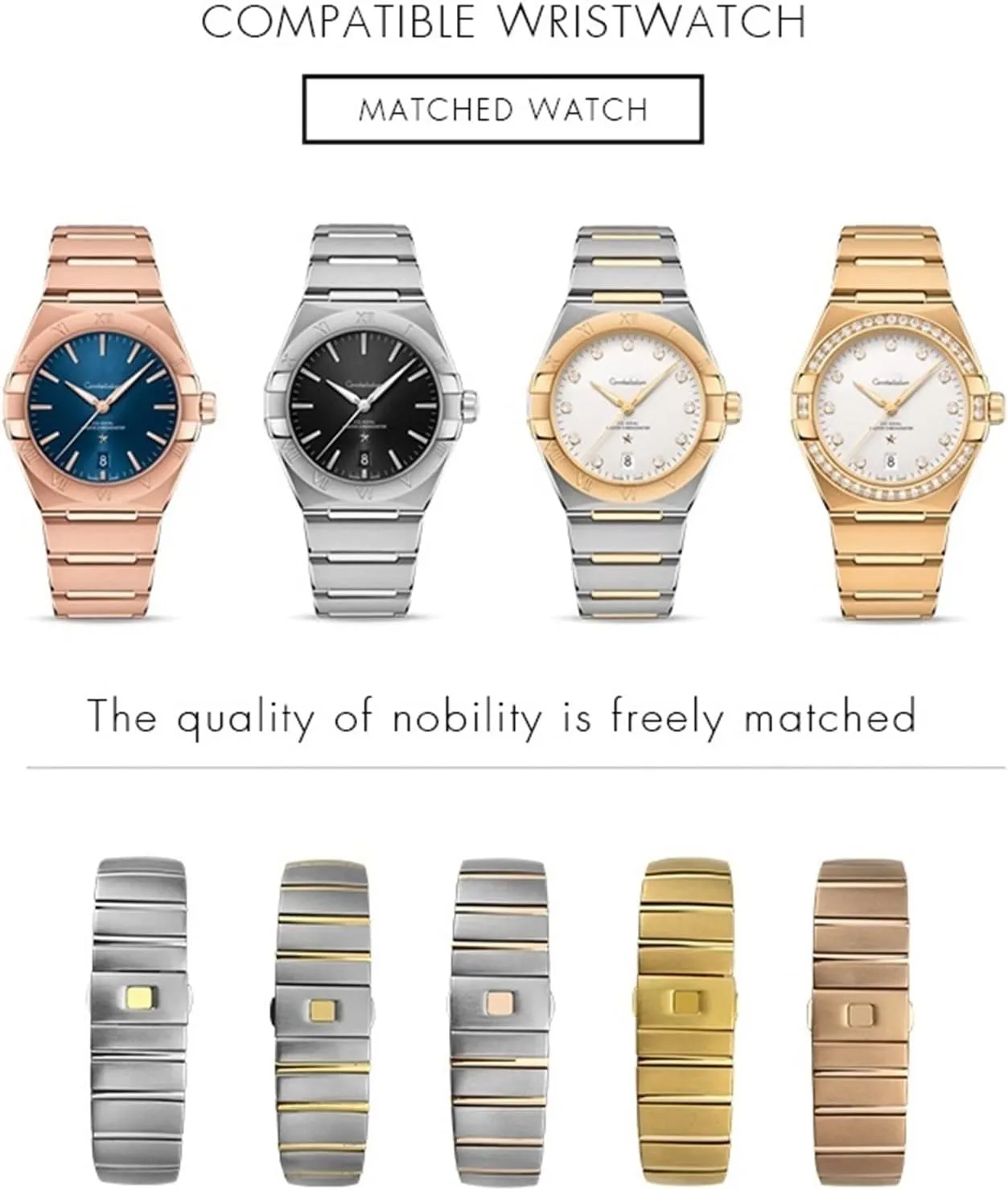 Omega Double Eagle Constellation Bracelet Stainless Steel Watch Bands Folding Buckle 15mm 17mm 18mm dominant storyteller wage dignify designer 23mm 25mm Watch Strap For 