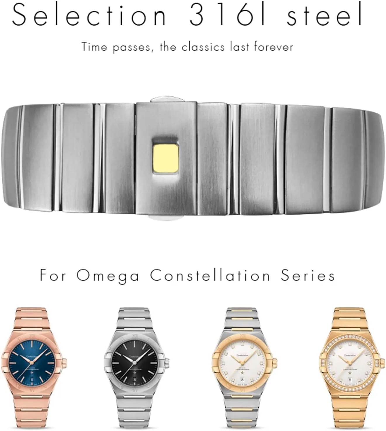 Omega Double Eagle Constellation Bracelet Stainless Steel Watch Bands Folding Buckle 15mm 17mm 18mm dominant storyteller wage dignify designer 23mm 25mm Watch Strap For 