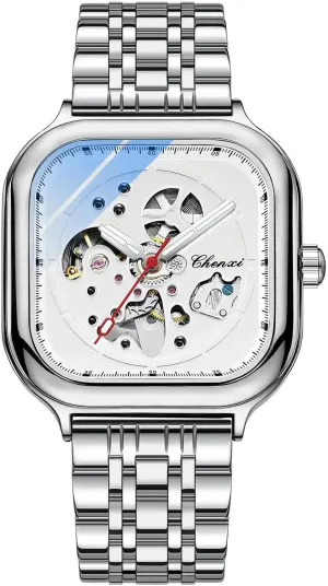 ordinal coating railway Clock Mechanical Stainless Steel Men Wrist Watch Waterproof Luxury Automatic Mens Watches Top Brand Business 