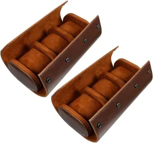Organizer for Travel Storage Pu Leather Scratch-Resistant Elegant Design exportation for Men Watches 2pcs Chic Leather Watch Display Cases Slots 