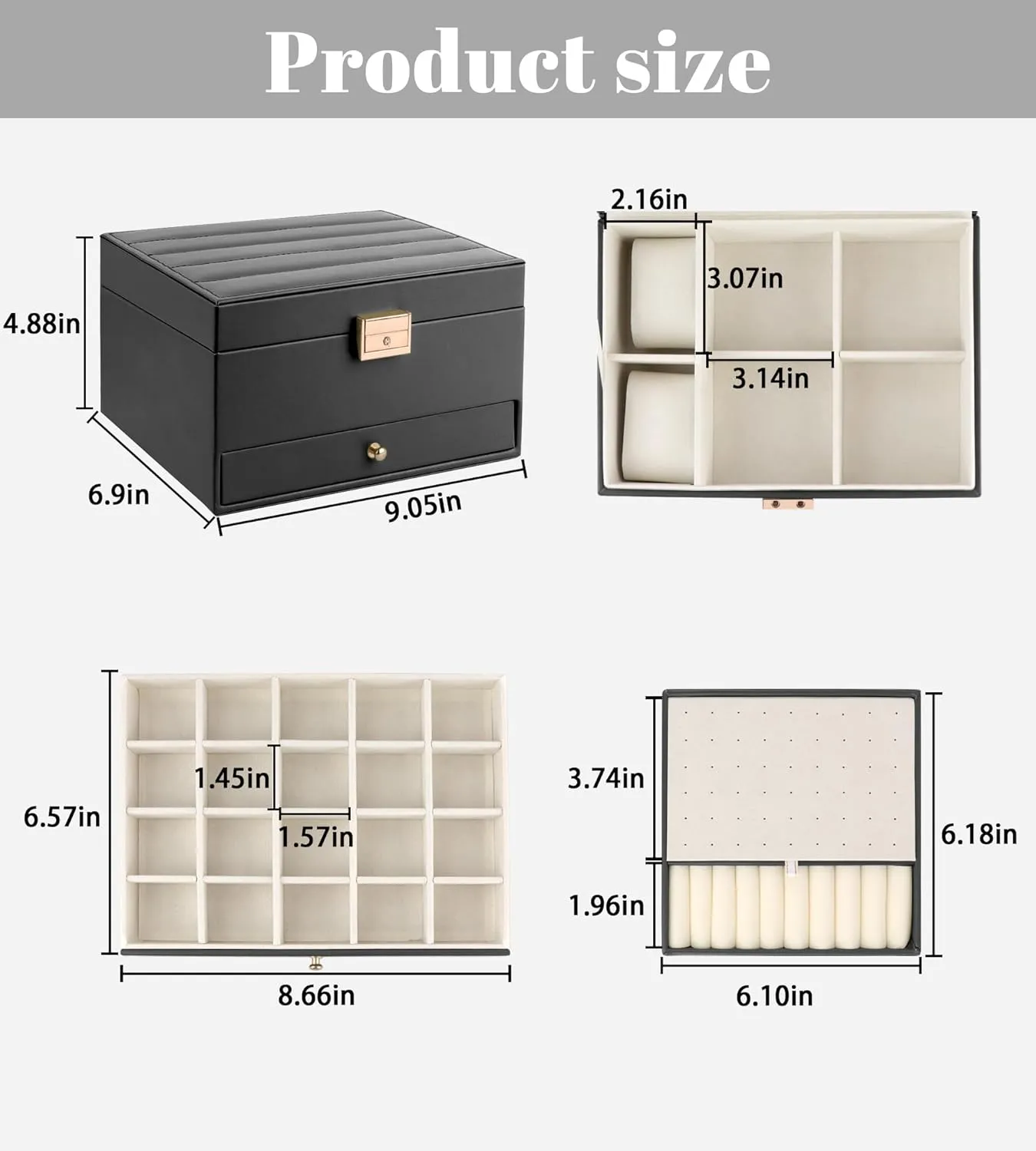 Organizer Storage Case with Lock,Travel Jewelry Organizer Box Display for Ideal Gift knife ammonia Earring Necklace Bracelet Ring Watches Jewelry Box for Women Girls, 3 Layers Large Jewelry 