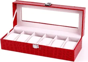 Organizer Storage for disciple Quartz Watches Jewelry Boxes Display Red Watch Box PU Leather Case Holder 