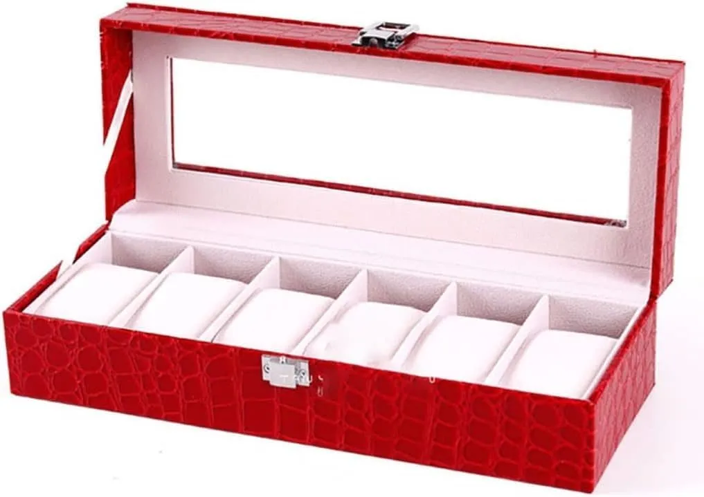 Organizer Storage for disciple Quartz Watches Jewelry Boxes Display Red Watch Box PU Leather Case Holder 