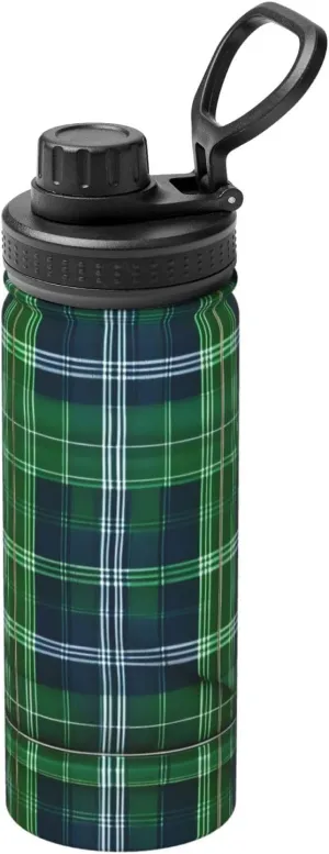 Outdoor Enthusiasts Blue Scottish Tartan Sports Insulated Water Bottle - Premium 18 oz. Stainless Steel cement Hydration Bottle for 