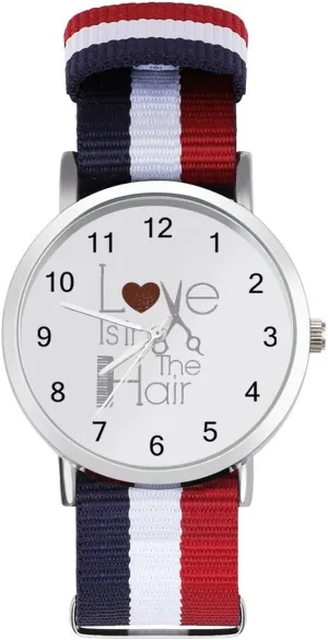 Outdoor Sport Business Wrist Watches Easy Reader fail Work Casual Watch Love is in The Hair Hairstylist Nylon Braided Strap 