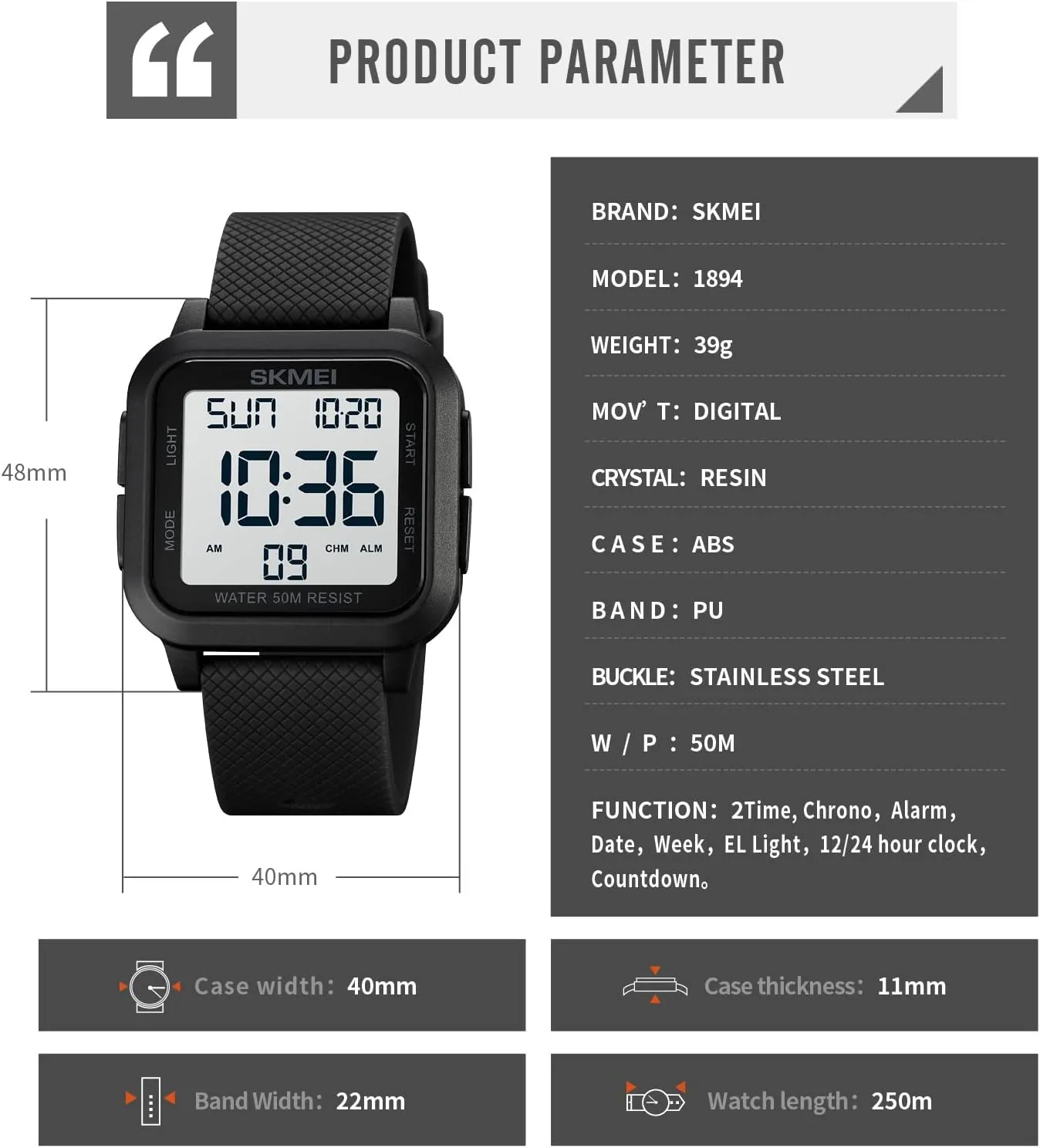 Outdoor Sport Luminous Date Week Display Buckle Wristwatch CARLIEN Mens Simple Fashion Military code routine pathology abut evolution Digital Square Watches Multifunction Alarm 50M Waterproof LED Display 