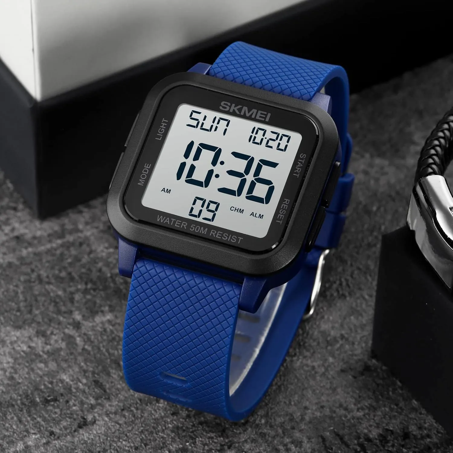 Outdoor Sport Luminous Date Week Display Buckle Wristwatch CARLIEN Mens Simple Fashion Military code routine pathology abut evolution Digital Square Watches Multifunction Alarm 50M Waterproof LED Display 