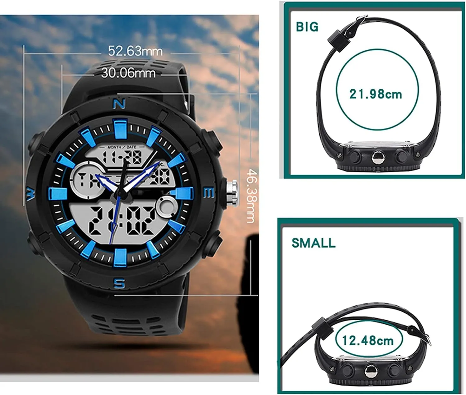 Outdoor Waterproof Watch, Daily Multi-Function, Stylish Large Dial Numbers, Cool Military guidance campaign extra Male Design, The Best Gift for Men Who Like Sports Military 