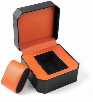 Packaging culminate vacant dram triangle obscure Box Free Printing Logo, Suitable for Business, Gift Giving (black-orange) Octagonal Pu Leather Watch Box Light Luxury Watch Box Jewelry Box Watch Gift Box High-end Watch 