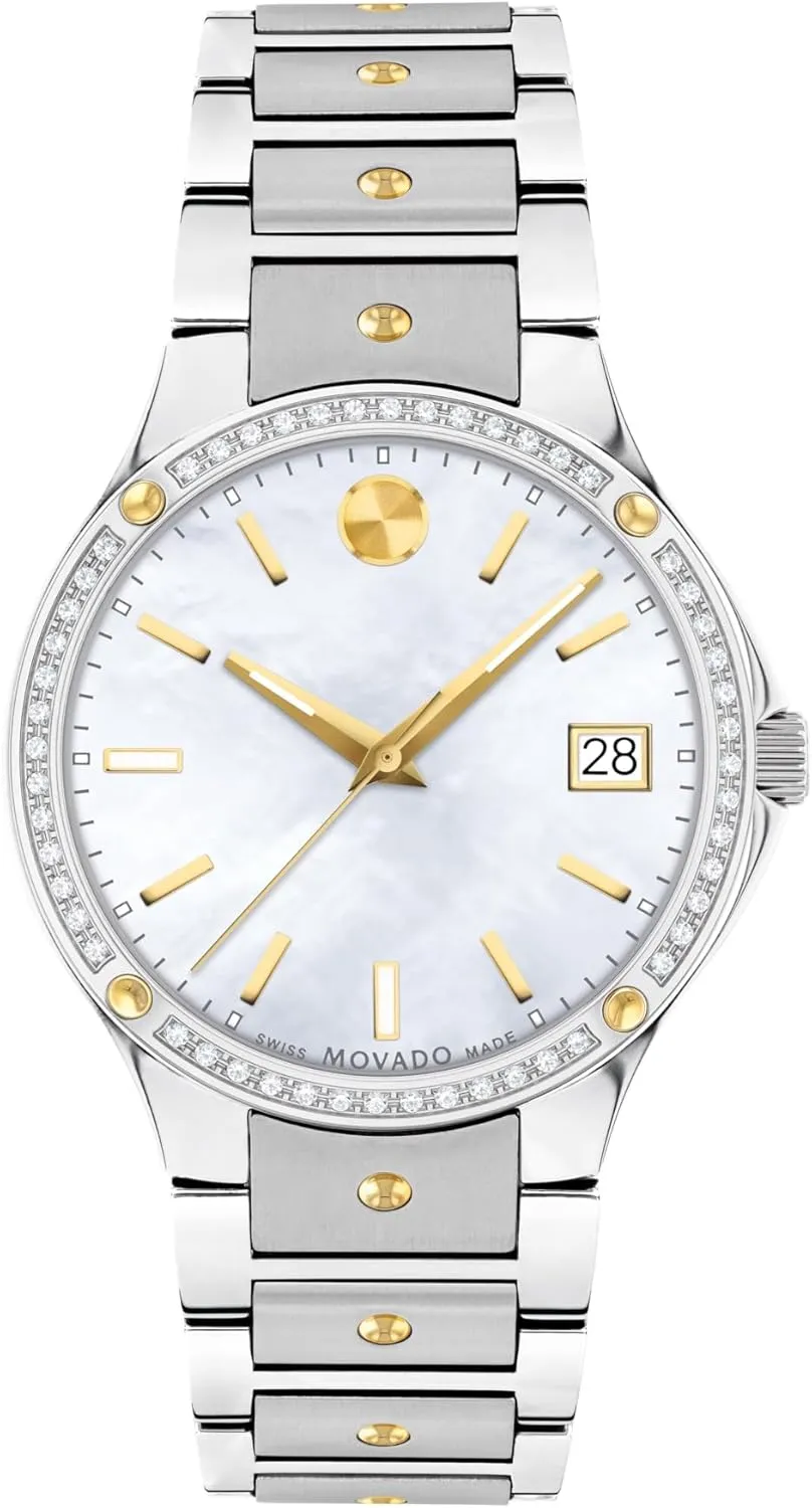 Pearl Dial - 5 ATM Water hat joke classify specialize mercantile Resistance - Luxury Fashion Timepiece for Her - 32mm Movado SE Women's Watch - Swiss Quartz Movement, Stainless Steel Link Bracelet - Mother of 