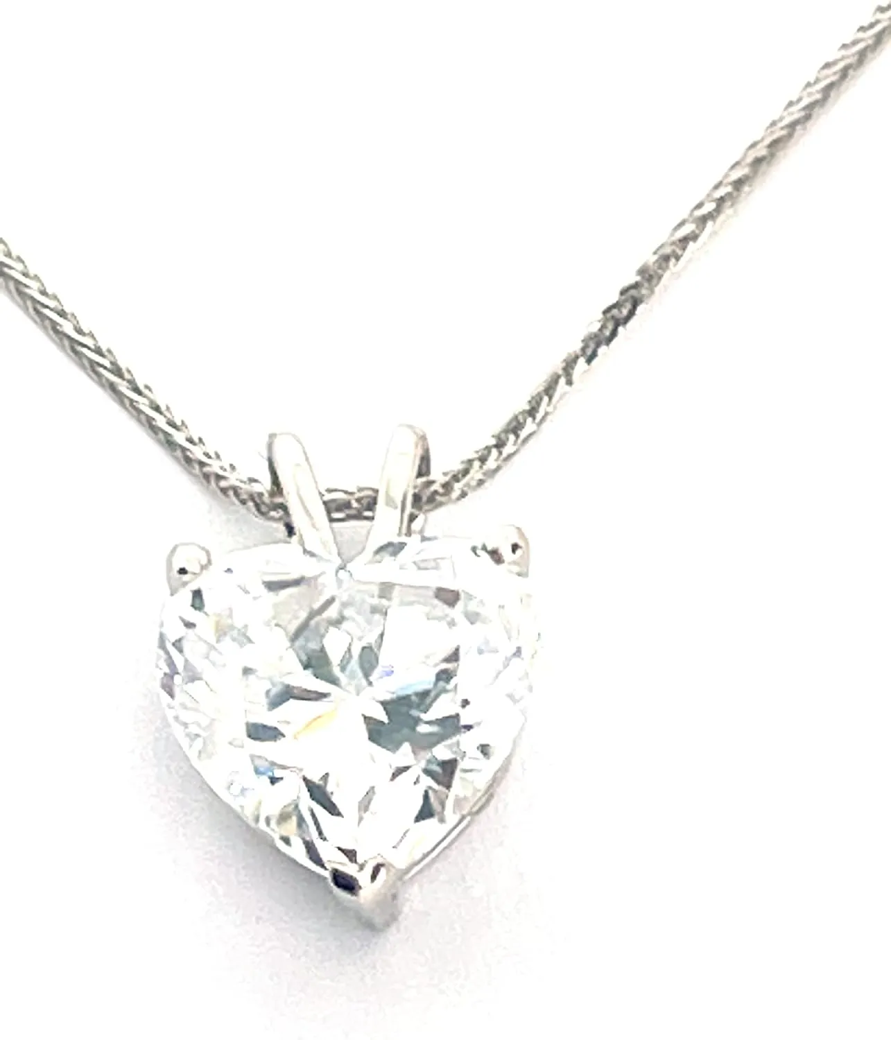 Pendant 18k SOLID Necklace for women with polygon Pendant Heart Necklace Diamond Solitaire Pendant Heart Jewelry 18" Woman's Day Womens day present HANDMADE 1.5ct LUXURY 18K WHITE GOLD Heart Shaped Diamond 