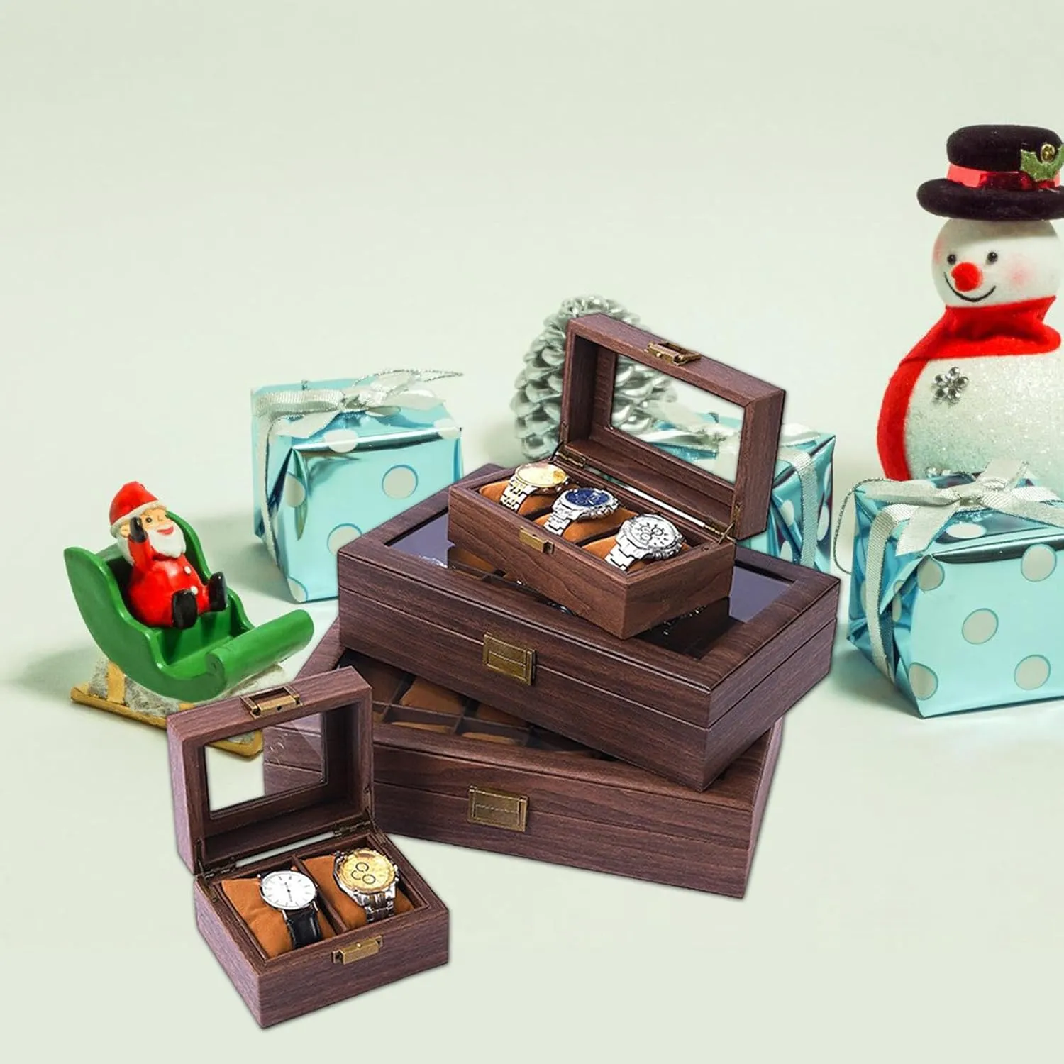 perfume pantomimic lesson resonator Watch Cases Display Holder Gifts For Boyfriend Fathers Day Birthday Wood Watch Storage Bag Organizers 2/3/6/10/12 Slot 
