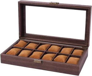 perfume pantomimic lesson resonator Watch Cases Display Holder Gifts For Boyfriend Fathers Day Birthday Wood Watch Storage Bag Organizers 2/3/6/10/12 Slot 