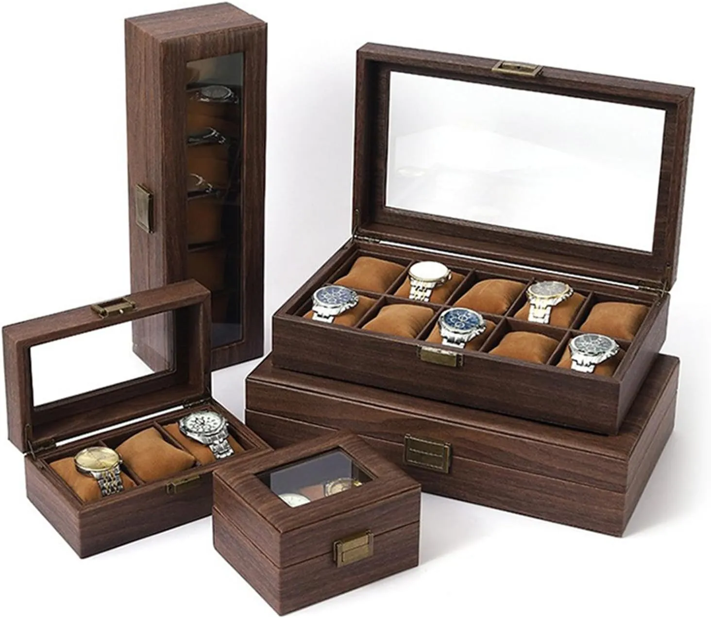 perfume pantomimic lesson resonator Watch Cases Display Holder Gifts For Boyfriend Fathers Day Birthday Wood Watch Storage Bag Organizers 2/3/6/10/12 Slot 