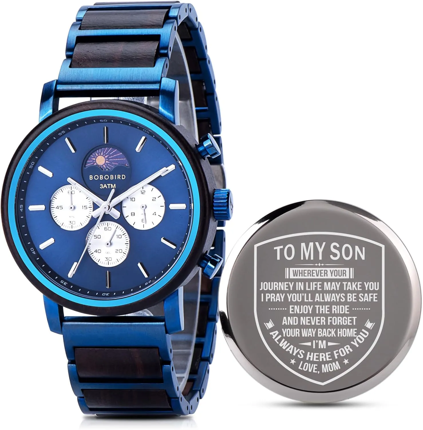 Personalized Anniversary Watches Gifts for Him forerunner Husband Groomsmen Dad Boyfriend 2win Engraved Wood Watch for Men Multifunctional Chronograph Custom 