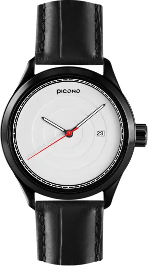 Phase Concentric Time and Date Water Resistant Analog Quartz Watch - cultivate No. 7904 (Black/White) PICONO 